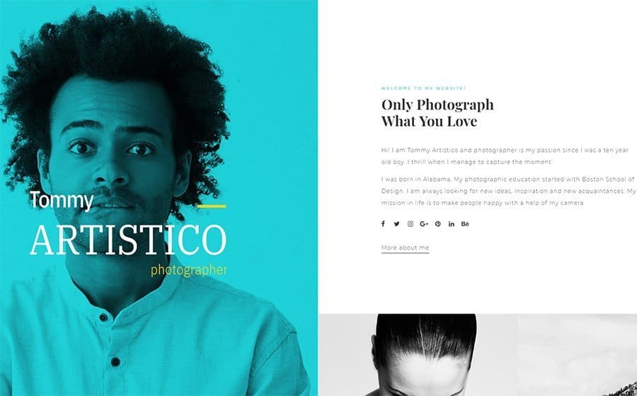 Tommy Artistico - Photographer Gallery Elementor WordPress Theme
