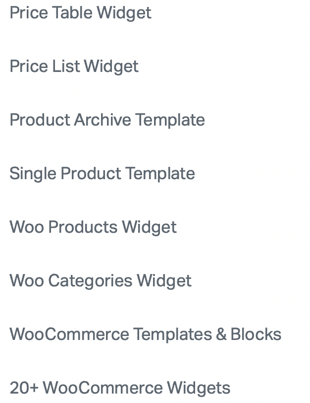 elementor ecommerce widgets
