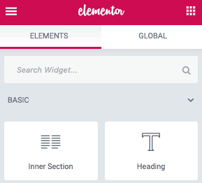 elementor heading menu