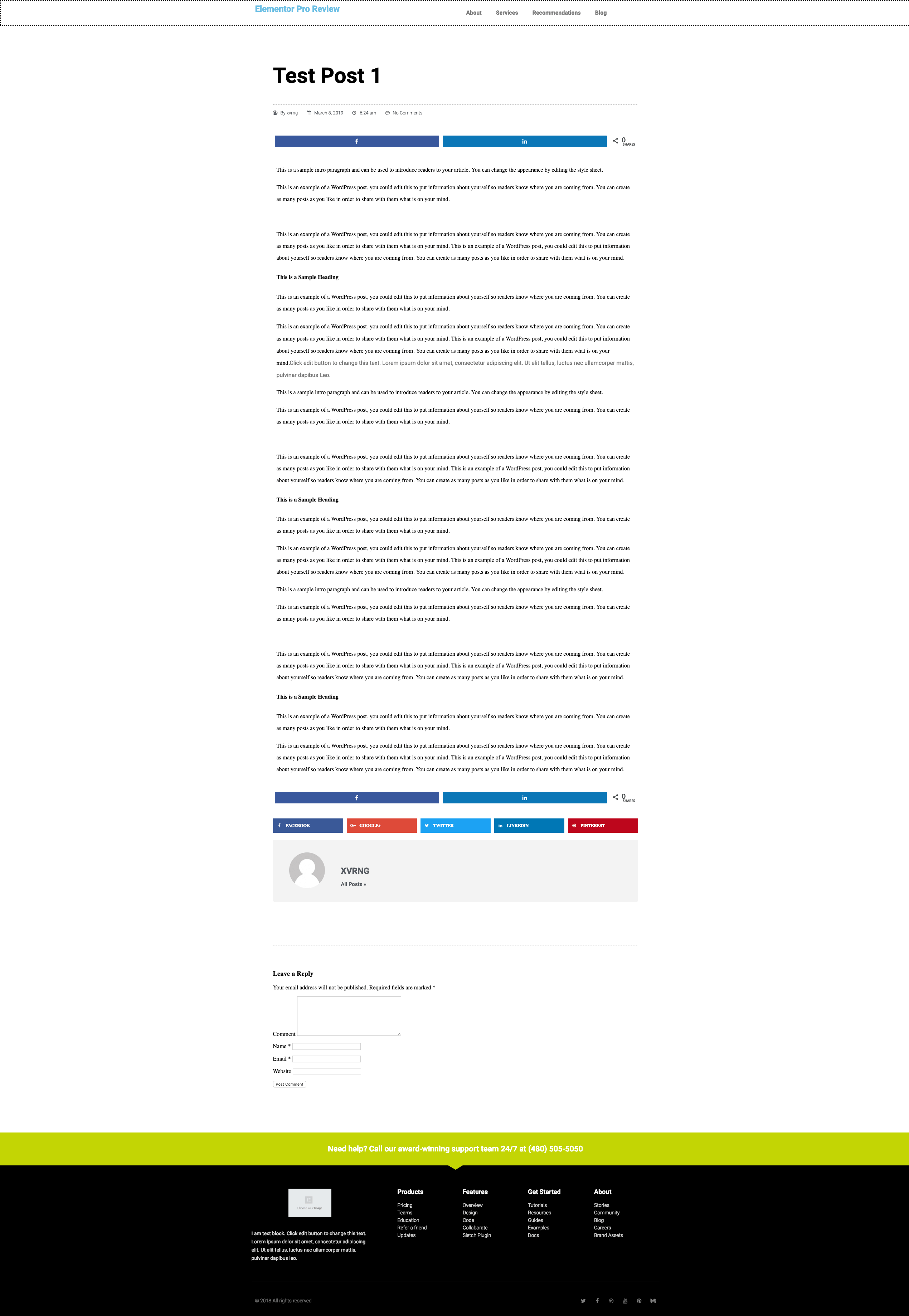 elementor template full page