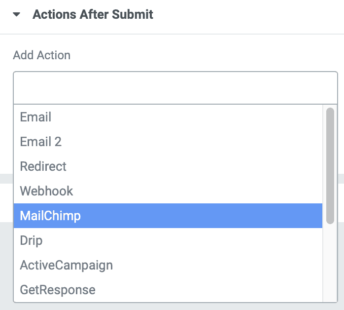 elementor actions after submit