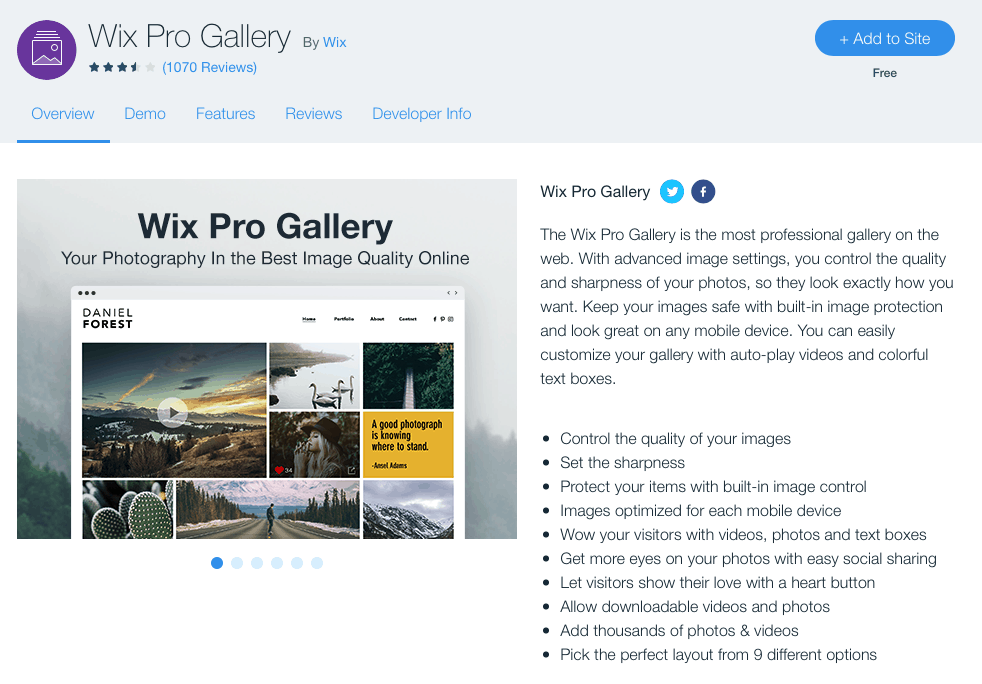 best free apps wix pro gallery