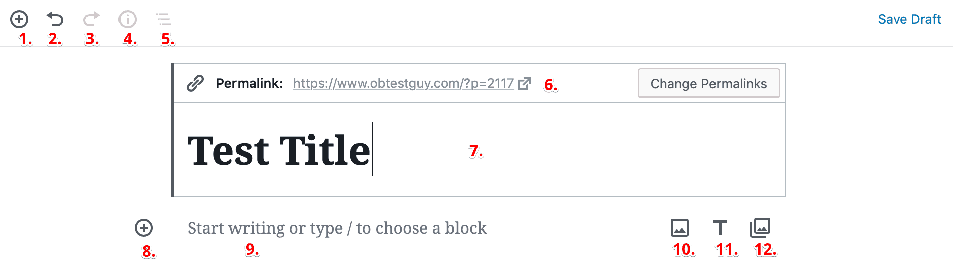 block editor sections