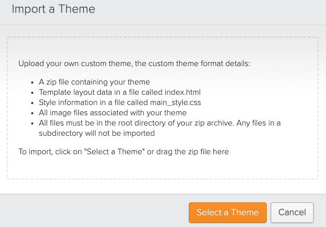 weebly import theme dialog
