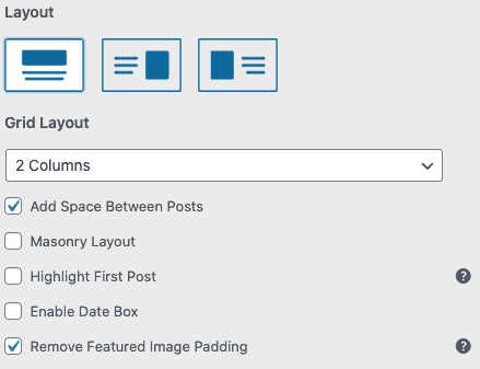 blog layout settings